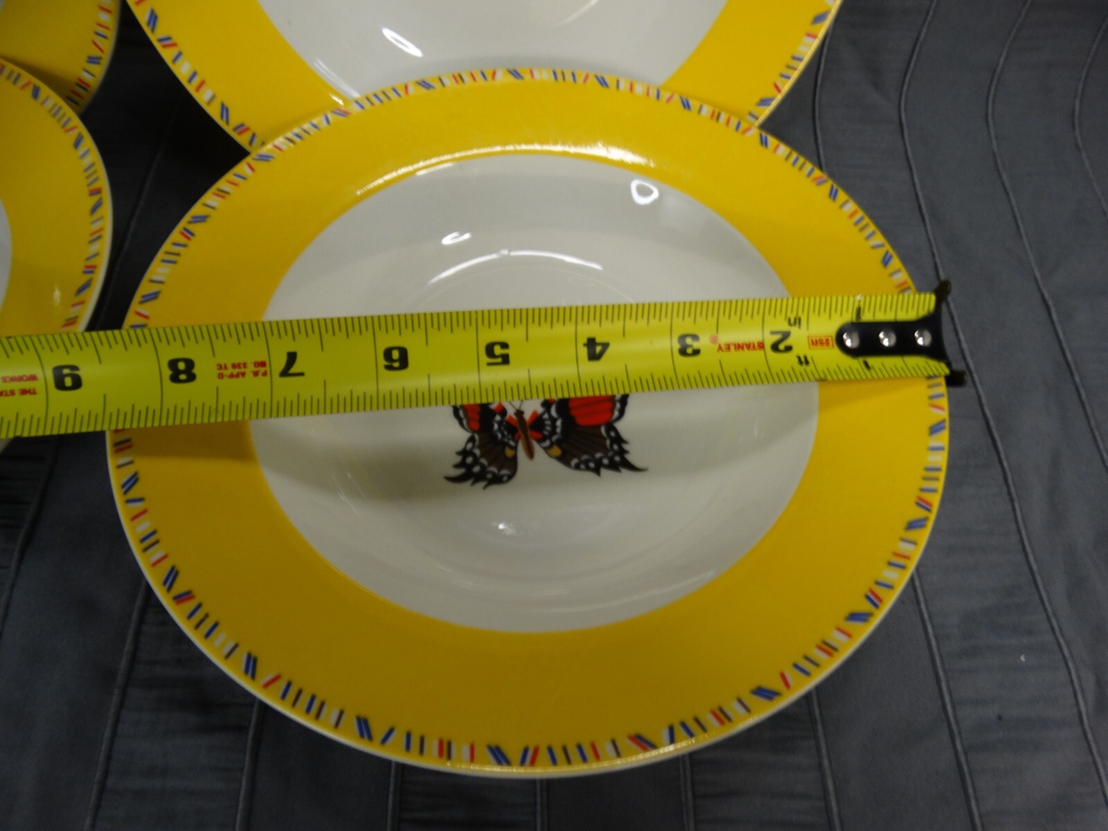 Lynns Maesto Yellow Butterfly Cereal Pasta Bowls 8.75", Discontinued, Set Of 4