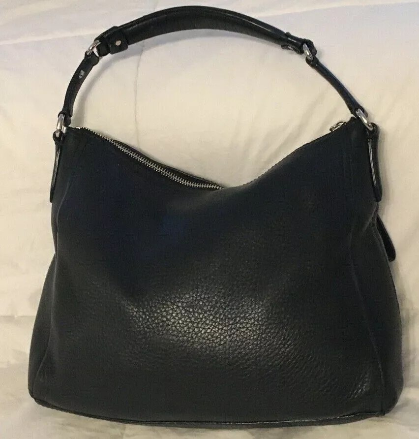 COLE HAAN Black Leather Hobo Shoulder Bag Purse with Dual Front