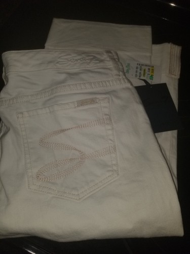 Jean Femme Seven7 Crop Capri Blanc Denim - Taille 14, 98% Coton 2% élasthanne - Neuf Avec étiquette