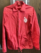 Vintage Poppin Fresh Pies Red Windbreaker Uniform Jacket Size Small Made in USA