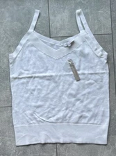 Adrienne Vittadini Collection White Knit Thin Strap Tank Top NWT Size M Cotton