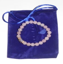 Rose Bead Bracelet with Buddha Stretchable Bracelet With Velvet Bag