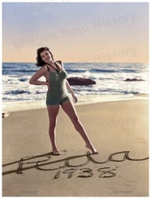 8x10 Print Rita Hayworth Sexy Beach Colorized Portrait 1938 #2818