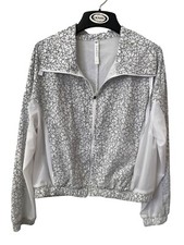 Fabletics Full Zip Geometric Layla Jacket Women S Long Sleeve White Gray Workout