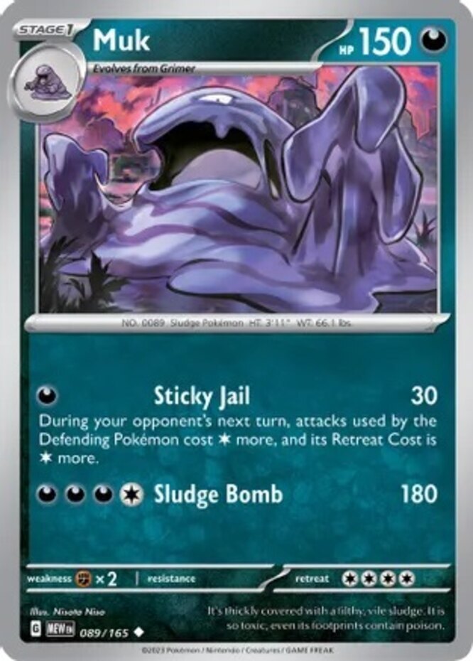 Pokemon Muk - 089/165 - Uncommon - Reverse Holo NM-Mint Scarlet & Violet - 151