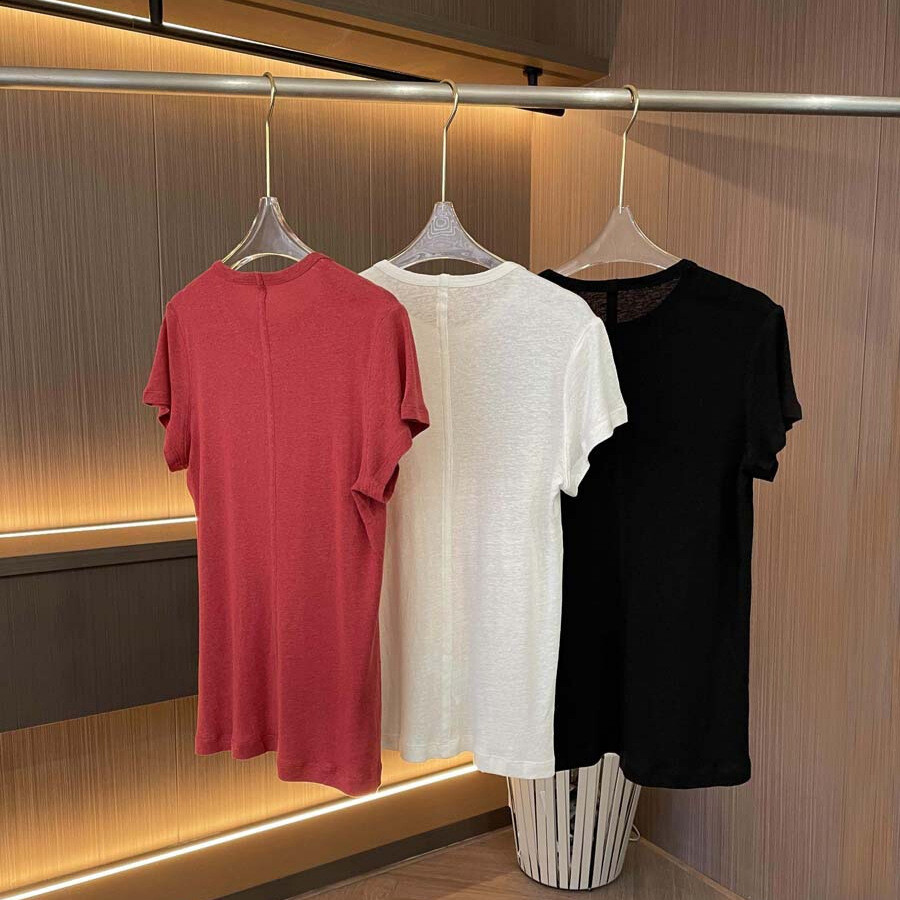 FILA T shirt donna THE ROW lino cotone tessuto scollo a V top abbigliamento