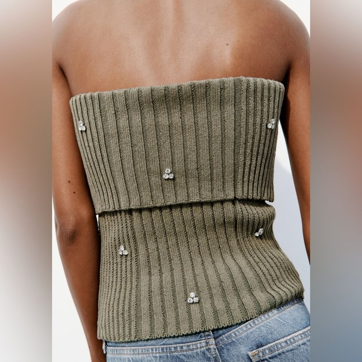 ZARA Jewel Beaded off the shoulder knit top 4331/015 | eBay