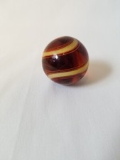 RARE AMBER GLASS LATTICINO SWIRL MARBLE.