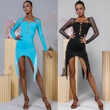 Latin Rumba Samba Fringes Ballroom Dance Practice Dress Cha Cha Tango Dancewear