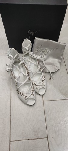 Giuseppe Zanotti Sandalia Zapato Piel Blanco Mujer Cn Tachuelas Talla Ue 34,5 - Imagen 4 de 9