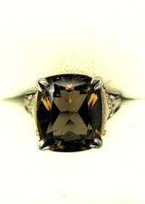 Sterling Silver 925 Smoky Brown Quartz Squar Ring Size 6  5.7G