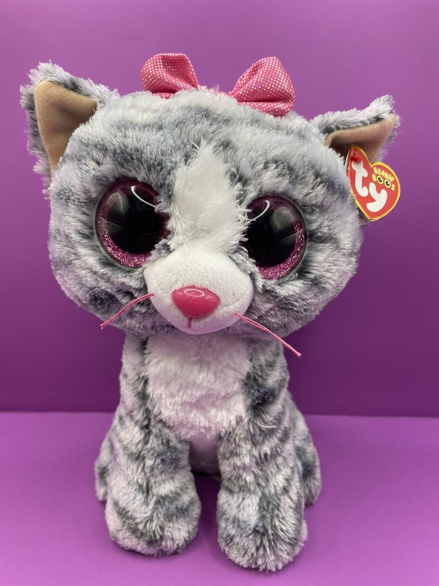 Ty Beanie Boos - KIKI the Grey Tabby Cat (9 Inch - Medium Buddy