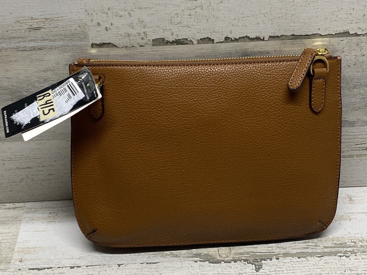 Lauren Ralph Lauren Tan Pebbled Leather Flat Medium Jamey