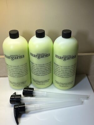 PHILOSOPHY SENORITA MARGARITA SHAMPOO SHOWER GEL BUBBLE BATH PUMPS 32OZ Lot Of 3