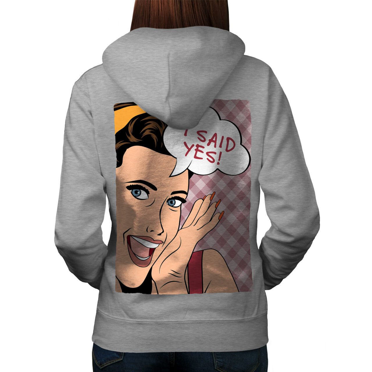 Wellcoda I Said Yes Engagement Say Womens Hoodie Back