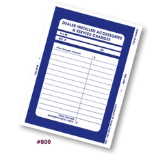 DEALER ADD ON STICKERS INSTALLED ACCESSORIES & SERVICE CHARGES 250 PACK BLUE VT