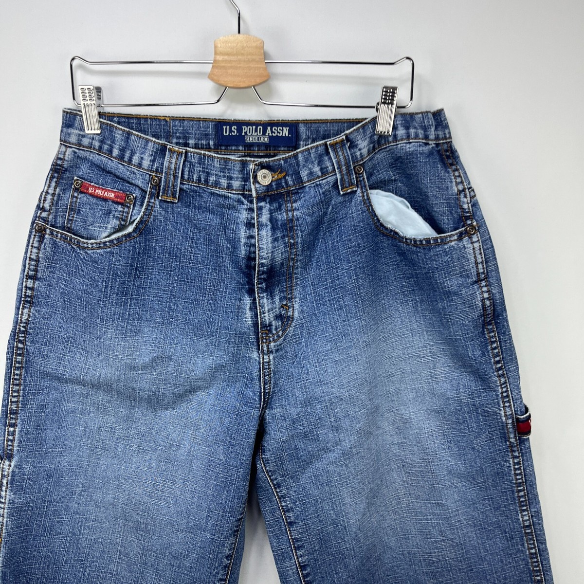 Vintage Y2K US Polo Assn Carpenter Baggy Denim Shorts 34