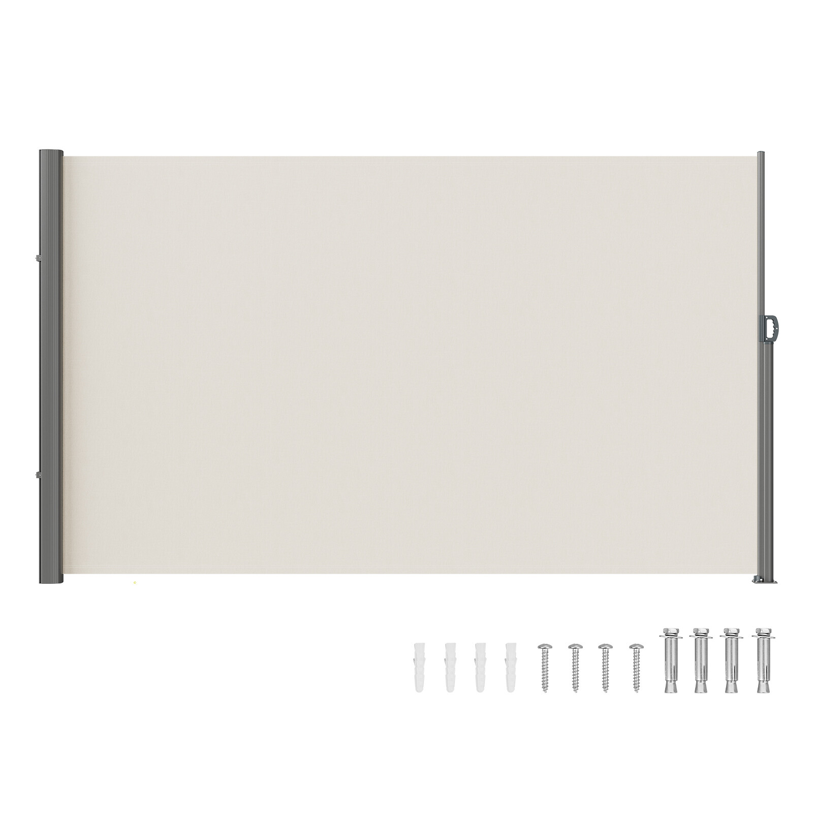 Auvent latéral rétractable en aluminium et toile beige haute densité 160x300