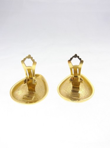 1.25" Lanvin Germany Vintage Goldtone Clip On Earrings - Picture 6 of 7