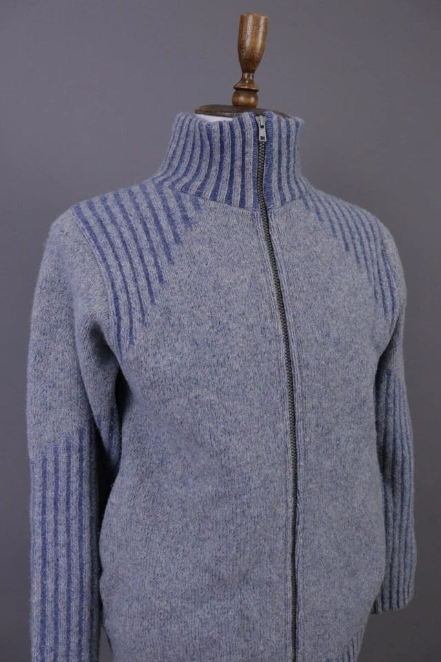 Chaqueta Suéter Vintage Johnson Of Elgin Escocia Rayas Lana Cremallera Talla S Foto 4 de 4