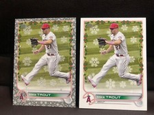 2022 Topps Holiday Metalic Snowflake Mike Trout #HW50 & Base #HW50