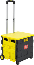 Rolling Utility Cart, Folding and Collapsible Hand Crate with Lid on Wheels, 55