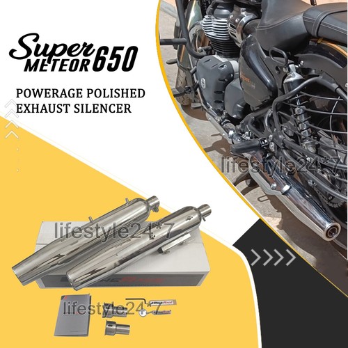 For Royal Enfield Super Meteor 650 Powerage Polierter Auspuffschalldämpfer LH&RH