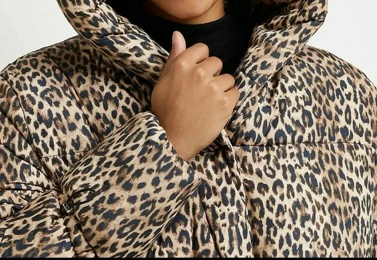 PLUS BROWN LEOPARD PRINT PUFFER COAT | eBay