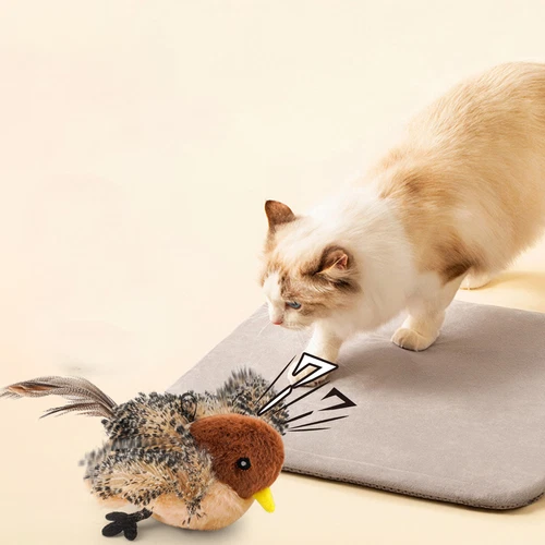 Bird Cat Toy Simulated Chirping Bird Interactive Cat Toy Rechargeable Flapping - Picture 6 of 12