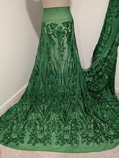 Green 4way stretch sequins Embroidery Mesh Lace fabric 50 Width 1 Yard