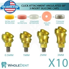 10x Angulated Overdenture Click Attachment 30° Ø4.2mm Dental Int Hex