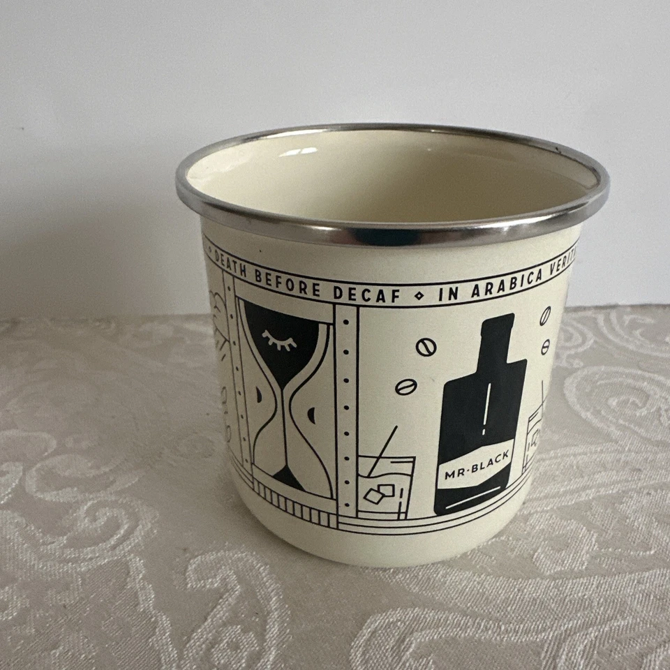 Mr. Black In Arábica Veritas - Taza de café de metal esmaltado Death Before Decafeine Foto 3 de 4