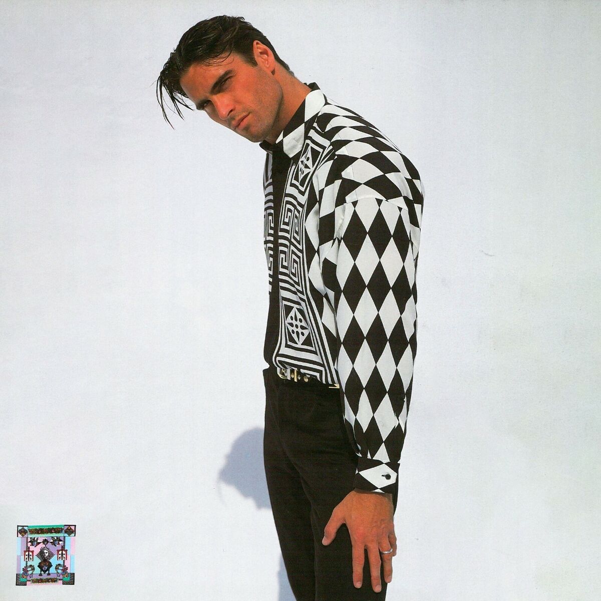 GIANNI VERSACE silk shirt black & white print size IT 50 GIANNI VERSACE silk shirt black & white print size IT 50
