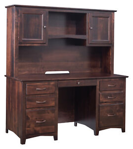 60 Amish Executive Computer Desk With Hutch Home Office Solid