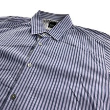 Hugo Boss Men s Polka Dot Flip Cuff Button Shirt Purple Stripe Medium