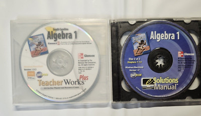 Glencoe Algebra 1 Teacher Resource Lot of 2 CD-ROMS, Teacher Works + Solutions