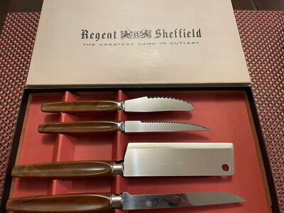 REGENT SHEFFIELD England Cutlery Knife Set 4 - Regent Box Stainless vintage