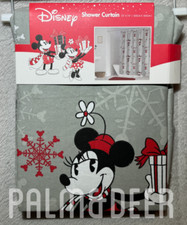 DISNEY MICKEY  MINNIE DRESSED FOR HOLIDAY/CHRISTMAS FABRIC SHOWER CURTAIN NEW 