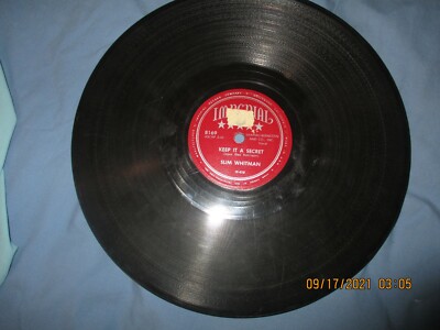 SLim Whitman Co0llector Rare 78rpm My Heart Is Broken In, Keep It A Secret . Imp