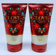 2 BATH & BODY WORKS LOVE COTTON CANDY CHAMPAGNE EXFOLIATING GLOW BODY SCRUB 8 oz