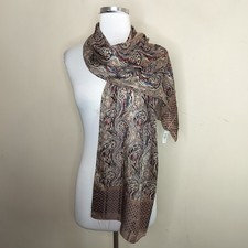 Anne Klein Vintage Paisley Silk Scarf 62" by 14" Women's Muliticolor