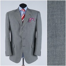 Mens Vintage Blazer 42R UK Size EMIDIO TUCCI Grey Wool Mohair Sport Coat Jacket