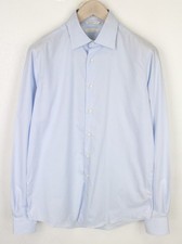 SUITSUPPLY Men Formal Shirt 39L/15 1/2L Striped Blue Cotton Slim Long Sleeve I
