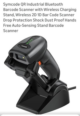 Symcode Industrial Bluetooth QR Barcode Scanner 2D 1D Wireless Charging Stand