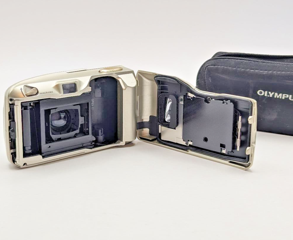 Olympus mju II Champagne Gold 35mm Film Camera w/ Case Working