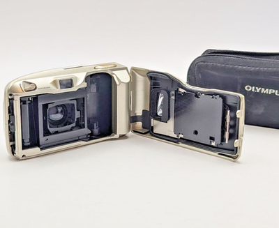 Olympus mju II Champagne Gold 35mm Film Camera w/ Case Working