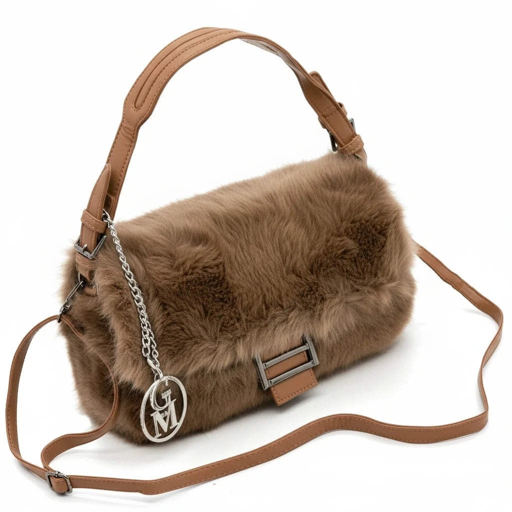 Pochette con pelliccia sintetica rosa scuro da donna Lora Ferres