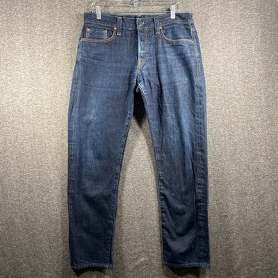 SELVEDGE Denim Jeans Bluer Mens 34 Fit 32x31 1776 Raw Dark Slim Straight Leg USA
