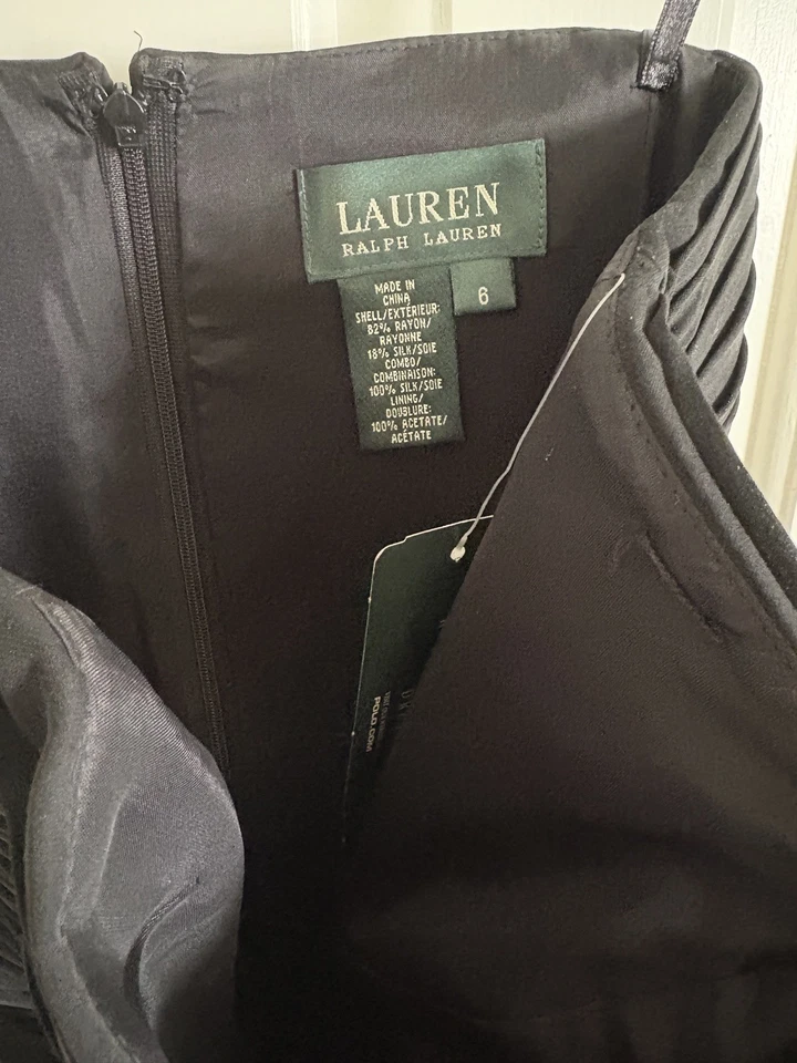 Ralph Lauren LBD - Top de crepé, parte inferior de terciopelo, novia sin tirantes talla 6 nuevo con etiquetas Foto 4 de 4