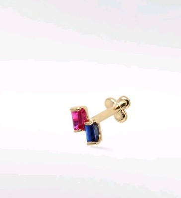 Lark & Berry Omnis Saphir Rubin Lab Created 14ct 585 Single Stud Flat Back